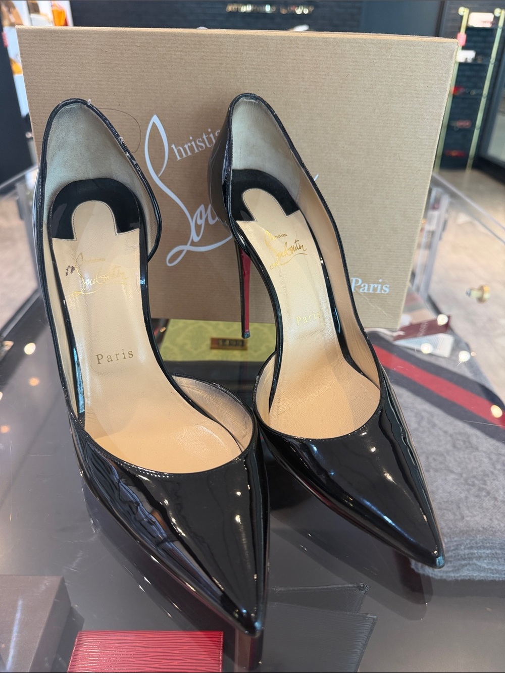 Christian Louboutin Black Patent Pointed Toe Stiletto Pumps